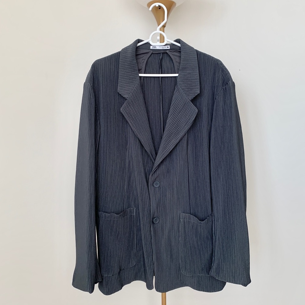 ZARA Men Pleated Blazer (Gray) 🌟BRAND NEW WITHOUT TAGS